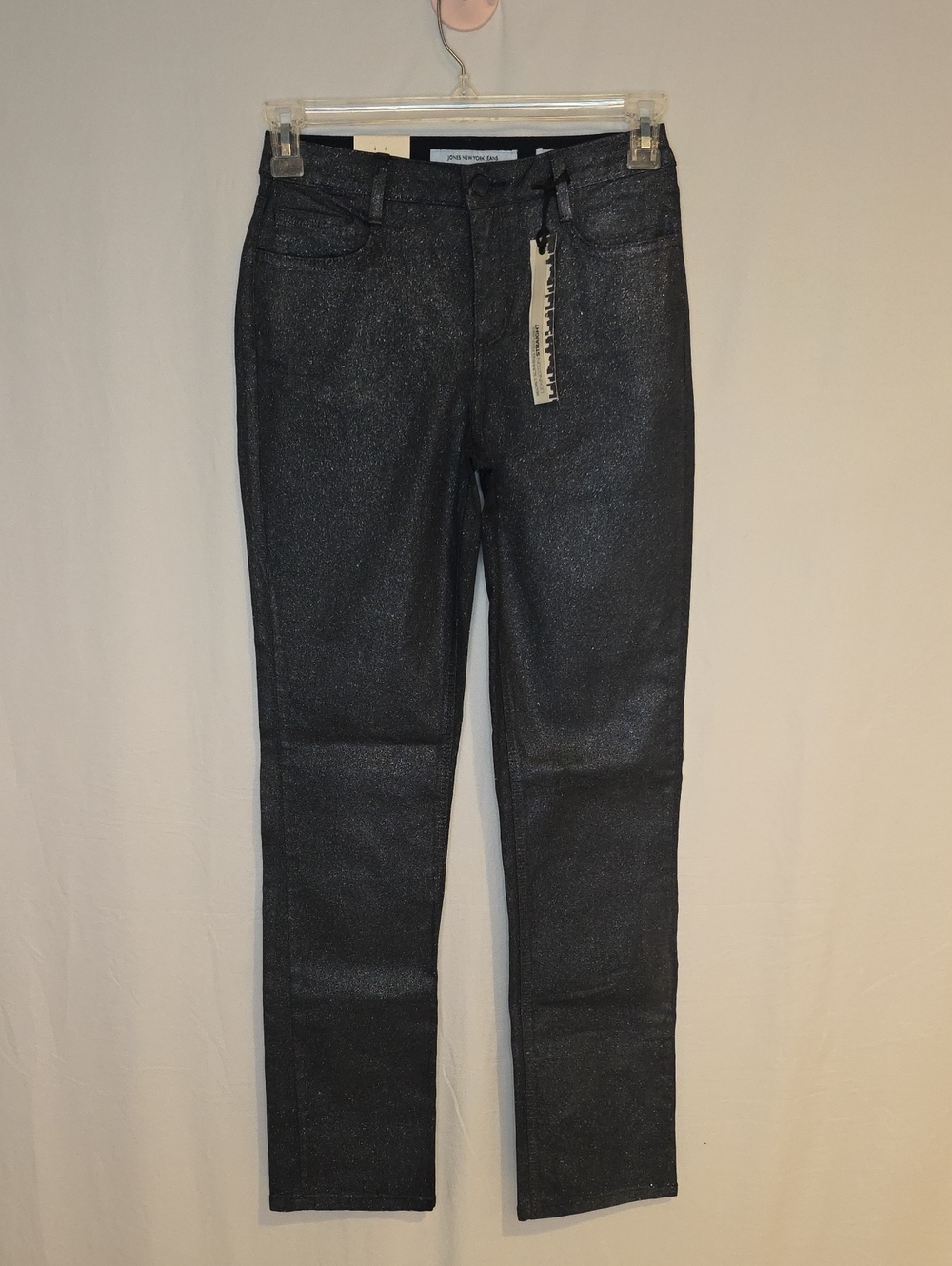 Jones New York Black Shimmer Straight Leg Jeans